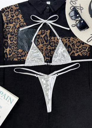 2025 PU Ecopelle Mini Micro Perizoma Bikini Donna Costumi da bagno Costume da bagno femminile Bikini a due pezzi Bagnante Costume da bagno Swim K5280 PlatiNum