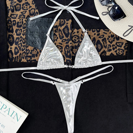 2025 PU Ecopelle Mini Micro Perizoma Bikini Donna Costumi da bagno Costume da bagno femminile Bikini a due pezzi Bagnante Costume da bagno Swim K5280 PlatiNum