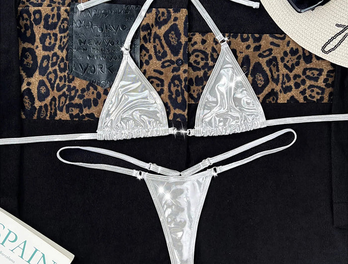 2025 PU Ecopelle Mini Micro Perizoma Bikini Donna Costumi da bagno Costume da bagno femminile Bikini a due pezzi Bagnante Costume da bagno Swim K5280 PlatiNum