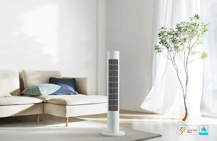 Ventilatore a Torre MIJIA Smart DC a Frequenza Variabile 2a Generazione, 150 °   Ventilatori oscillanti da terra per ambienti, 4 velocità, 3 modalità, versione CN con adattatore