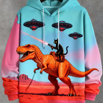 2026 Funny Dinosaur Cat Solider 3d Print Hoodies Men Women Fashion Oversized Hoodie Sweatshirt Animal Coat Sweats Mens Clothing