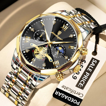 POEDAGAR Orologio da uomo di lusso Top originale impermeabile cronografo luminoso orologio da polso da uomo al quarzo in acciaio inossidabile orologi da uomo Reloj platinumshop