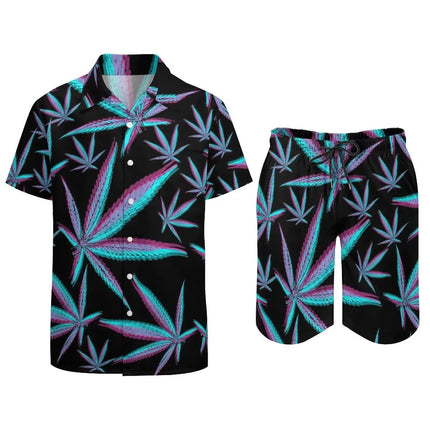 Set da uomo Magic Mushroom 80S 90S Stampa 3D Camicia hawaiana Set Camicia moda casual da donna da uomo + Pantaloncini 2 pezzi Set completo da spiaggia platinumshop