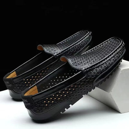 2024 Summer Men Casual Shoes Luxury Brand mocassini da uomo in vera pelle mocassini scavano scarpe da guida traspiranti Slip on