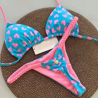 Nuovo costume da donna bikini bianco tinta unita costume da bagno alla moda con lacci a vita bassa set da due pezzi platinumshop