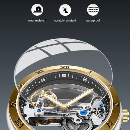 AKDPN Men's Watches Automatic Mechanical Stainless Steel Men's Wrist Watch Skeleton Automatic Watches for Man Watch Montre Homme