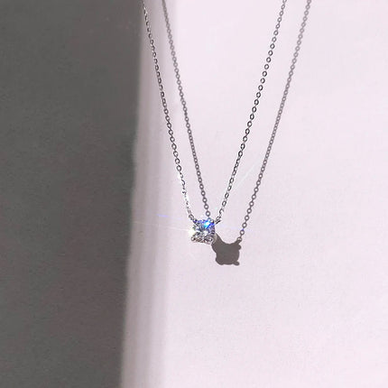 Hot 925 Sterling Silver 14k Gold Plated Necklace Versatile Sparkling Zircon Choker Clavicle Chain for Women Wedding Jewelry PlatiNum