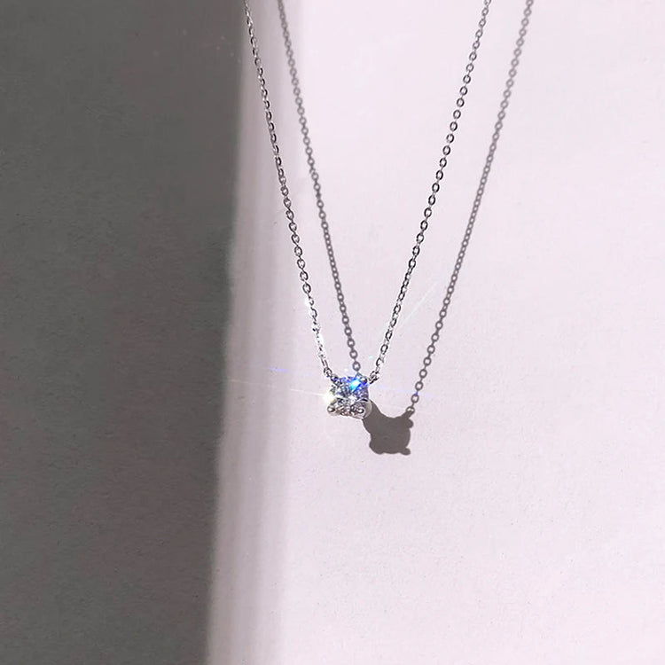 Hot 925 Sterling Silver 14k Gold Plated Necklace Versatile Sparkling Zircon Choker Clavicle Chain for Women Wedding Jewelry PlatiNum