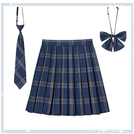Damen Plissierter Schottenrock mit Fliege XS-5XL Harajuku Preppy Japanische Schuluniformen Mini Rock Sommer Jupe Kawaii für Mädchen