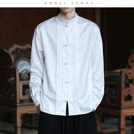 Camicie con stampa Abito tradizionale cinese Tang Camicie comode e traspiranti retrò Kung Fu Tai Chi Camicette casual Abbigliamento da uomo