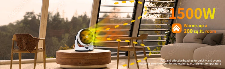 1500W Electric Heater Fan PTC Ceramic Heating Electric Heaters And Air Circulation Fans Fast Heating & Cooling Energy Saving
