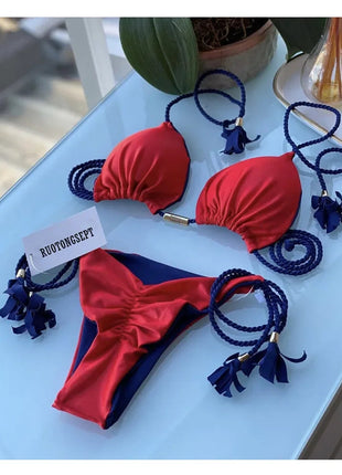 RUOTONSEPT Sexy Braiding rope Bandage Bikini Set Women's Swimsuit Two-piece Triangle Swimwear Bathing Suit Brazilian Biquinis platinumshop