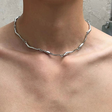 New Irregular Wave Shape Chain Men Necklace Advanced Sense Stainless Steel Figaro Cuban Chain Necklace For Men Women Jewelry
﻿ PlatiNum