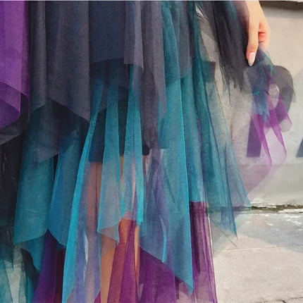 Tutu estivo gonna donna Harajuku Casual Tulle Bottom Jupe Femme Faldas moda vita alta Midi Mesh gonne abbigliamento donna Saia
