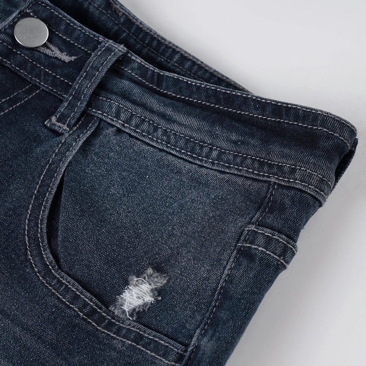 Slim-Fitting Frayed Hem Denim Shorts Basic Low-Waisted Dark Wash Distressed Jean Shorts Women 2025 Summer Fashion Streetwear PlatiNum