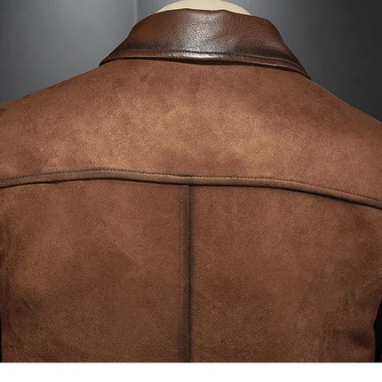 Minglu Faux Leather Autumn Winter Men's Jackets Luxury Solid Color Turn Down Collar Zipper Casual Male Coats Man Outerwear 4XL