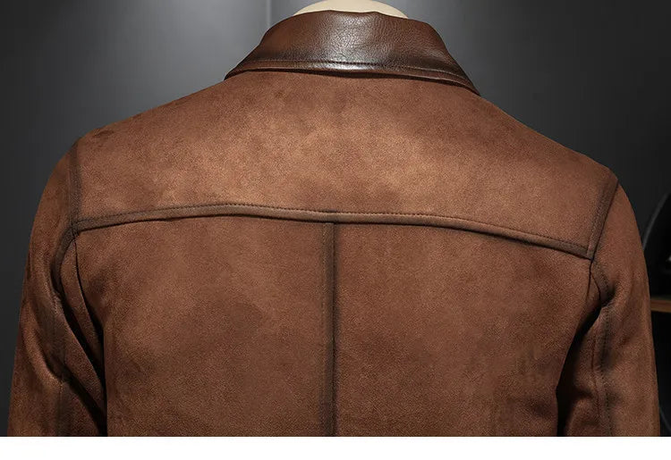 Minglu Faux Leather Autumn Winter Men's Jackets Luxury Solid Color Turn Down Collar Zipper Casual Male Coats Man Outerwear 4XL