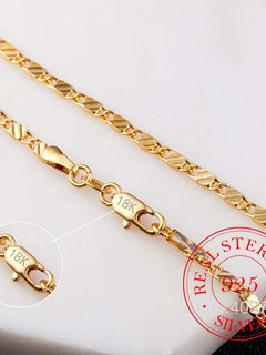 Real 925 Sterling Silver 16/18/20/22/24/26/28/30 Inch 2mm Gold Charm Figaro Chain Necklace For Women Man Wedding Fashion Jewelry