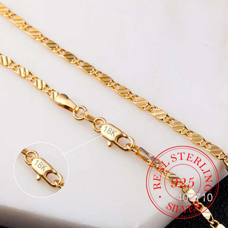 Real 925 Sterling Silver 16/18/20/22/24/26/28/30 Inch 2mm Gold Charm Figaro Chain Necklace For Women Man Wedding Fashion Jewelry PlatiNum