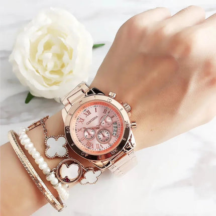 CONTENA Orologi eleganti di lusso per donna Orologio da donna in acciaio inossidabile Orologio da polso da donna alla moda Orologio al quarzo Reloj Mujer platinumshop