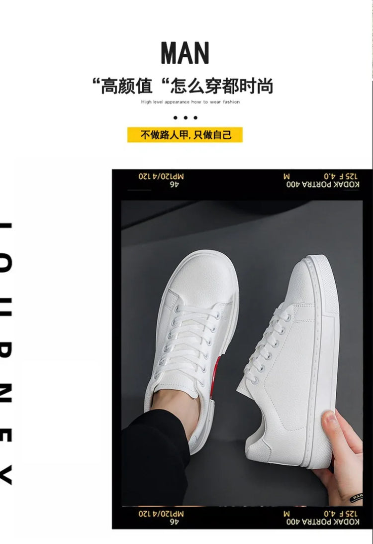 Fashion Men's Sneakers High Quality Leather Casual Shoes Luxury Business Office Shoes Trendy Skateboard Shoes Zapatillas Hombre