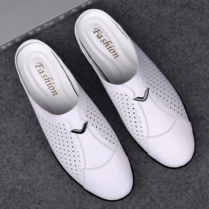 2024 Adulto Estate Mezza Trascinare Piselli In Pelle Mens Scarpe Da Guida Penny Mocassini da Uomo Mocassini Uomo Muli Tenis Masculino Bianco