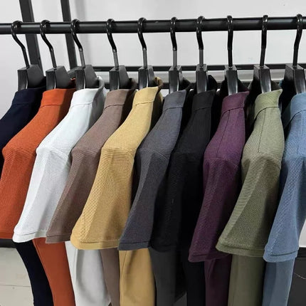 High-quality men's polo shirt, heavy cotton, summer, new, classic, branded, embroidered, comfortable, breathable, fashionable, short sleeve