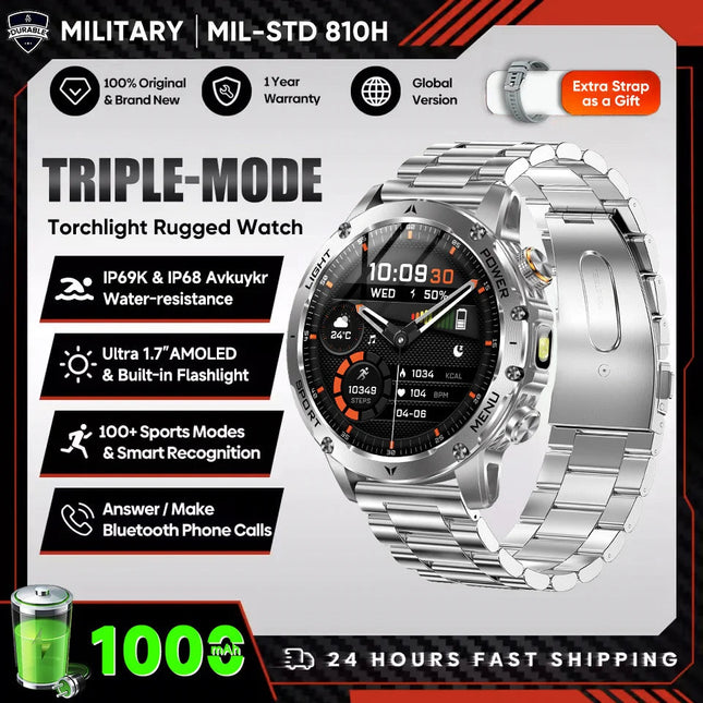 2025 Uomini Schermo AMOLED da 1,7 pollici Astuto Della Vigilanza 1000mAh Batteria Frequenza Cardiaca Chiamata Bluetooth NFC GPS Tracker Sport Fitness Orologi Nuovo platinumshop