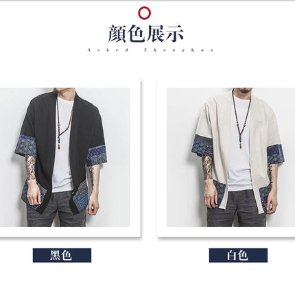New Cotton Linen Shirt giacche uomo 2023Chinese Streetwear Kimono Shirt Coat Casual comodo Cardigan da uomo Plus Size 5XL