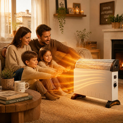 2000W Electric Convection Heater with Adjustable Thermostat and 3 Power Levels, Silent Low-Consumption Heater for Wall or Floor