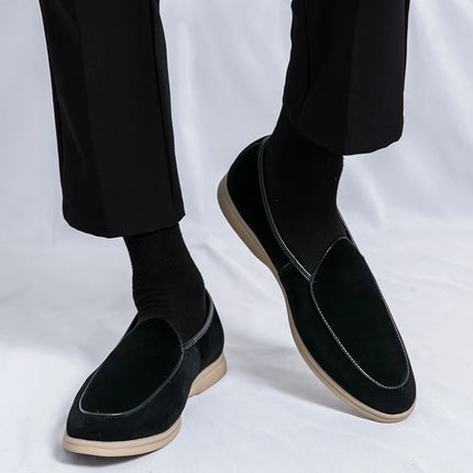 Mocassini da uomo in pelle scamosciata di alta qualità autunnali Scarpe casual piatte semplici Scarpe da sposa per feste Mocasin da esterno in pelle nabuk di marca di lusso