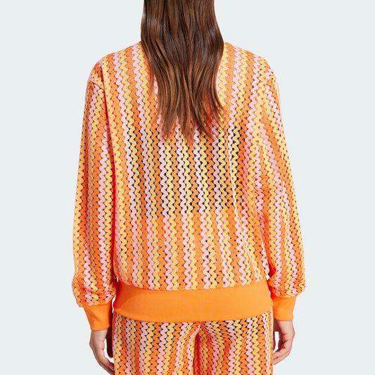 Adidas Genuine Originals Women's Crochet Striped Stand Collar Jacket KC0748