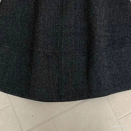 Vintage Woolen Midi Skirt Women Harajuku Streetwear High Waist Skirts Autumn Winter Ladies Korean Casual Design A Line Faldas PlatiNum