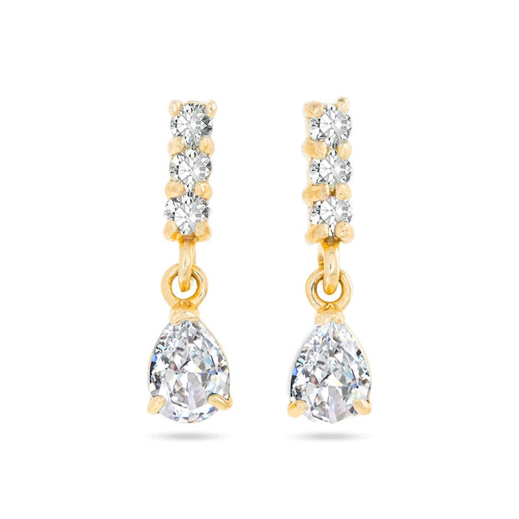 White Color Zircon Hoop Earrings 925 Sterling Silver Needle Cross/Star/Flower/Water Drop Pendant Gold Earrings Luxury Jewelry PlatiNum