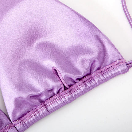 Sexy 13 colori Halter Satin Bikini brasiliano Donna Costumi da bagno Costume da bagno femminile Bikini a due pezzi Bagnante Costume da bagno Swim V4966 platinumshop