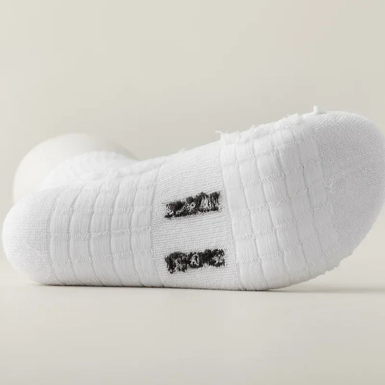 10 paia di calzini HLHYX da uomo in cotone deodorante, con fondo in spugna, a tubo medio, bianchi, i