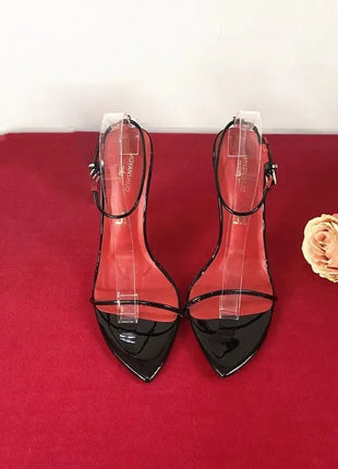 Ultra Slim One Strap High Heels Lace Up Sexy Wristband Plus Size Stiletto Euro American Sandals Women PlatiNum
