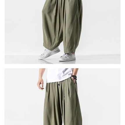 Pantaloni a Gamba Larga da Uomo Oversize Comodi Stile Harajuku Jogger Casual Moda Larga Elastico in Vita Streetwear
