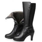 AIYUQI Female Winter Shoes Woman Boots High-Heeled Genuine Leather Motorcycle Boots Thick Wool Warm Winter Boots Riding Boot
