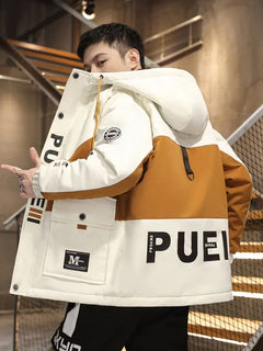 Fashion Casual Spring Autumn Hooded Jackets Youth Streetwear Loose Cargo Coat Outdoor Sports Zipper Windbreaker Top