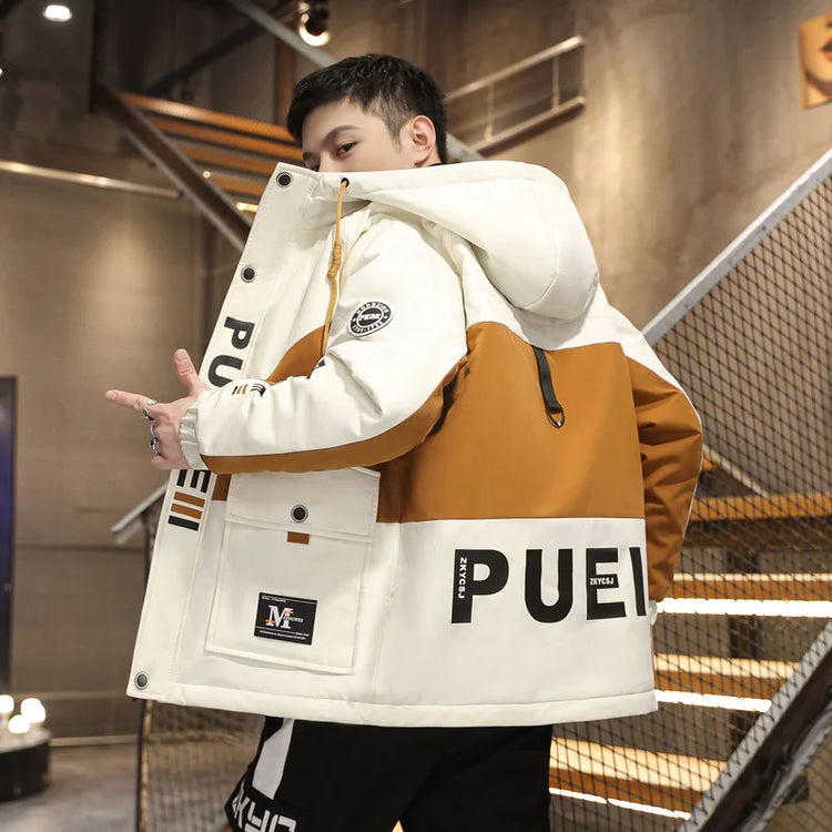 Fashion Casual Spring Autumn Hooded Jackets Youth Streetwear Loose Cargo Coat Outdoor Sports Zipper Windbreaker Top