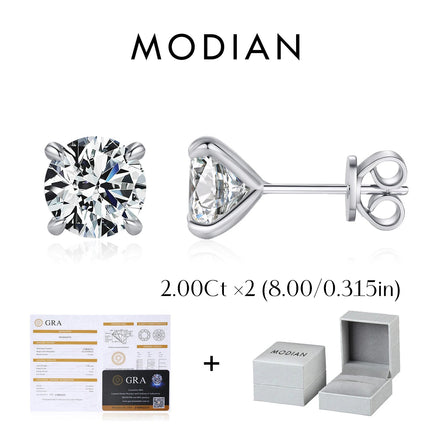 MODIAN 5 Sizes D Color Moissanite Earrings 925 Sterling Silver Sparkling Luxury Stud Earrings For Women Wedding Fine Jewelry PlatiNum