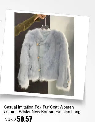 2025 new imitation fox fur coat women autumn winter fashion short Add cotton thick Warm suede overcoat Female slim Outwear T792