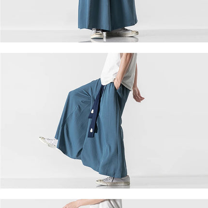 2023 Pantaloni da uomo a gamba larga Pantaloni da jogging in cotone Pantaloni larghi retrò Uomo Pantaloni di lino stile cinese Maschio Grande cavallo Nepal Abito Pantaloni solidi