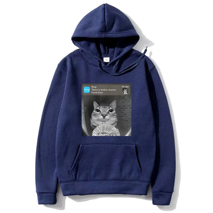 There Is Motion At Your Front Door Funny Silly Cat Meme Hot 2D Hoodie Men Women's Fleece vintage Sweatshirt Autumn Casual pullov