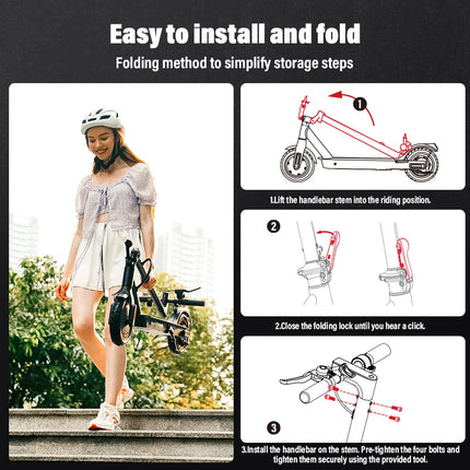 Monopattino Elettrico W3 con Motore da 350W, Batteria 36V10.4Ah, Autonomia 24-34km, Velocità Massima 30km/h, Trazione Posteriore, Pneumatici ad Aria