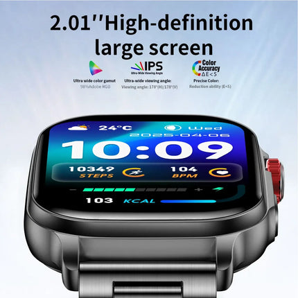 2026New Smart Watch Fitness Clock Men 2.01" AMOLED Screen 1400mAh 130+ Days Battery Life Flashlight Call Waterproof Smartwatches