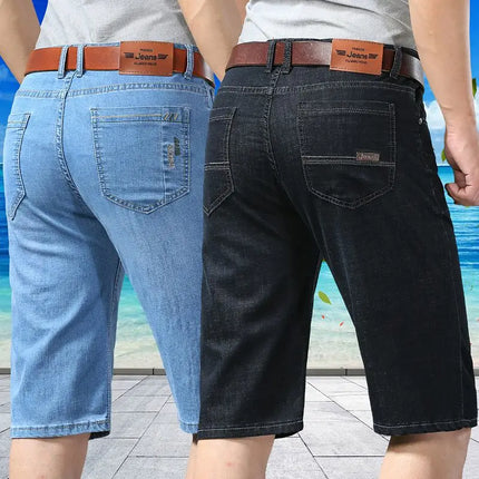 Pantaloncini di jeans da uomo estivi Nuovo stile Ricamo sottile Business Casual Jeans corti dritti Abbigliamento di marca maschile azzurro cielo