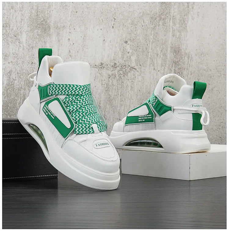 High top White Sneakers Best selling Mens Sneakers With Anti slip Wear resistant Properties Increasing Height by 6 Centimeters