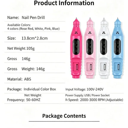 Pen‑Form Manicure Pedicure Grinding Machine Compact Electric Nail Polisher Drill For Daily Nail Grooming And Diy Hand‑Made Nail Creation